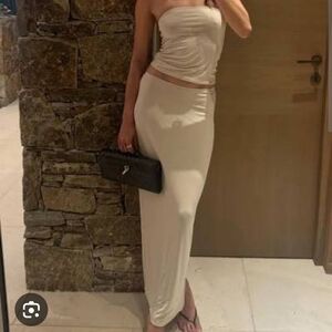 Trois The Label Kendall Cream Maxi Skirt 1
